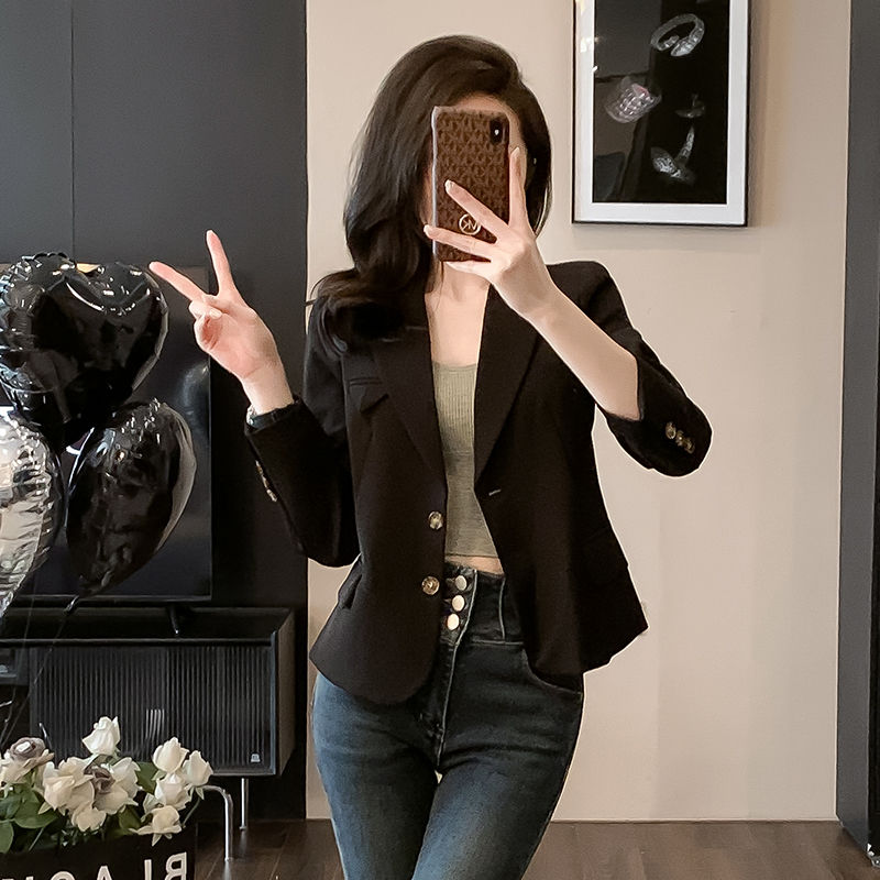 Short blazer for women Spring and Autumn 2023 Korean style casual high-end temperament versatile suit top for small people