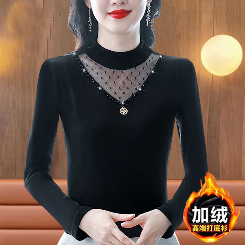 專櫃加厚雙面德絨保暖打底衫長袖女士上衣秋冬新款寬鬆媽媽裝