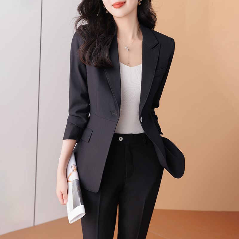 黑色西裝套裝女2023新款工作服職業氣質女士西服外套高級感正裝