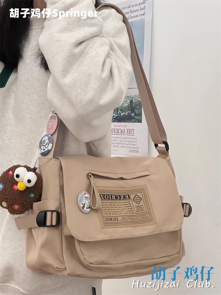 美式復古大容量單肩包包女日系復古小眾郵差斜挎包學生上課通勤包