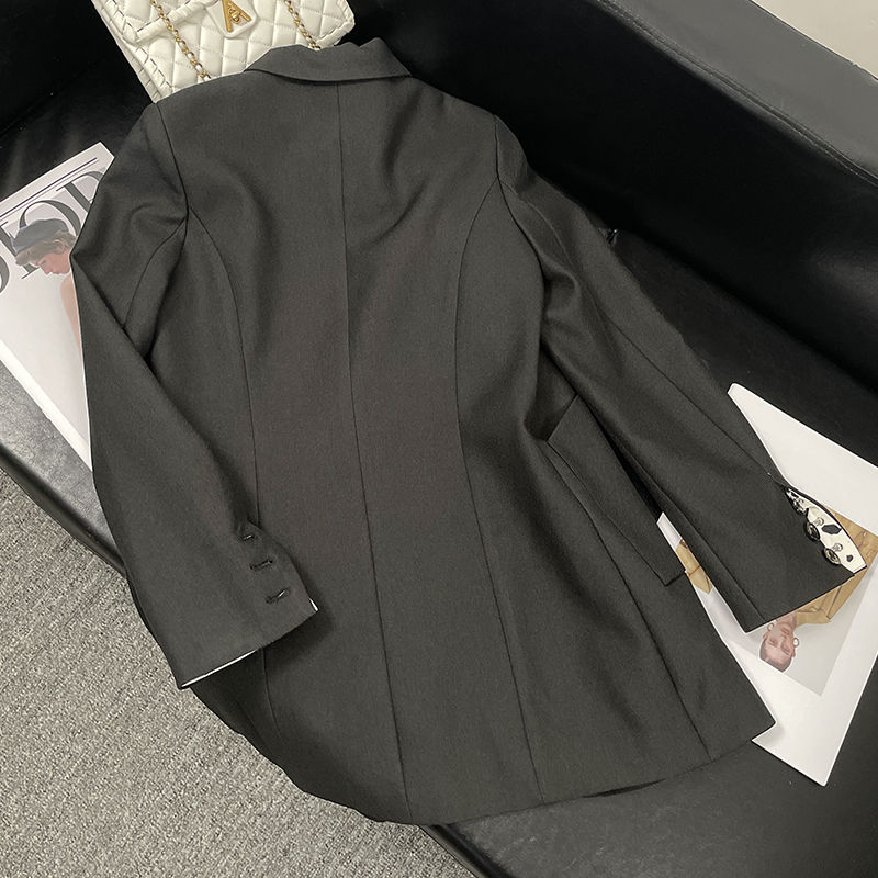 Black blazer women's autumn and winter new style small medium-length loose casual suit tops commuting professional wear