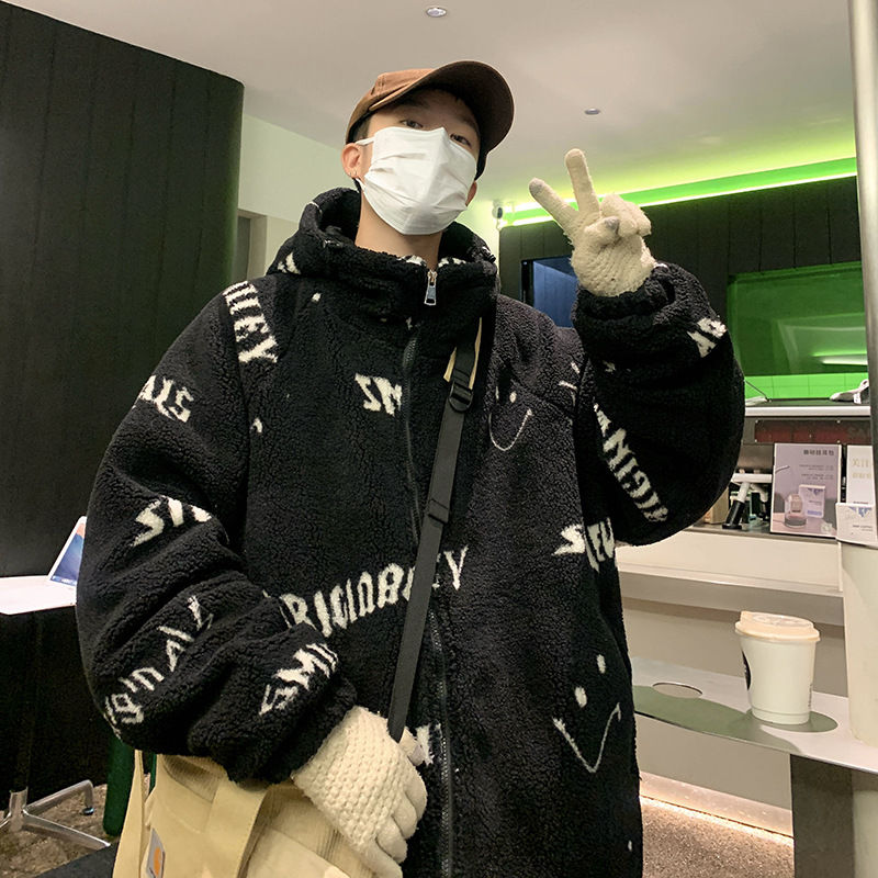 連帽棉衣男士秋冬季潮流仿羊羔絨港風棉服男款冬加厚外套棉襖子男