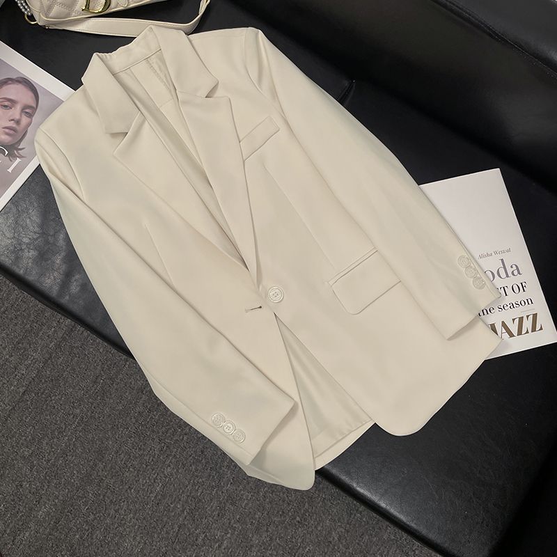 Apricot suit jacket for women petite spring and autumn 2023 new temperament and high-end Korean style slim casual small suit