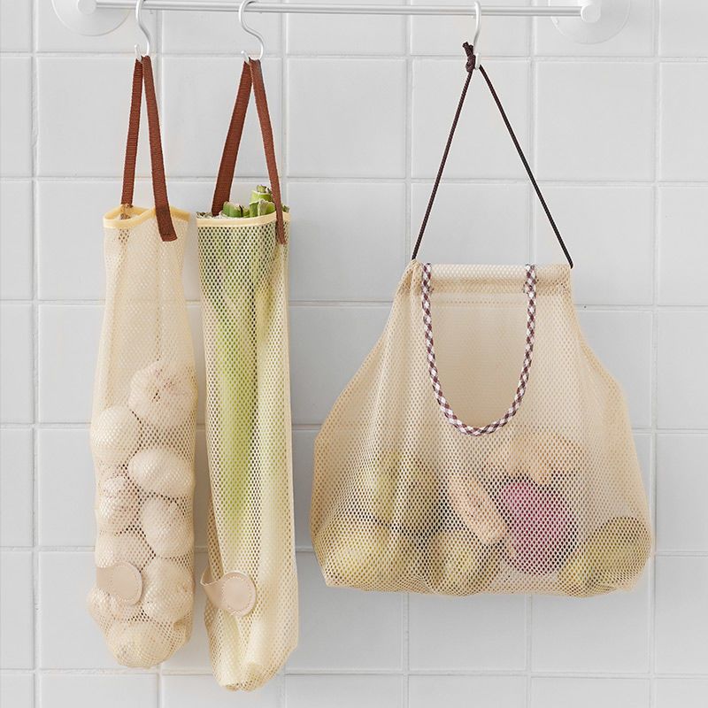 可挂式果蔬收纳网袋大号厨房通风置物袋镂空透气大蒜洋葱收纳挂袋