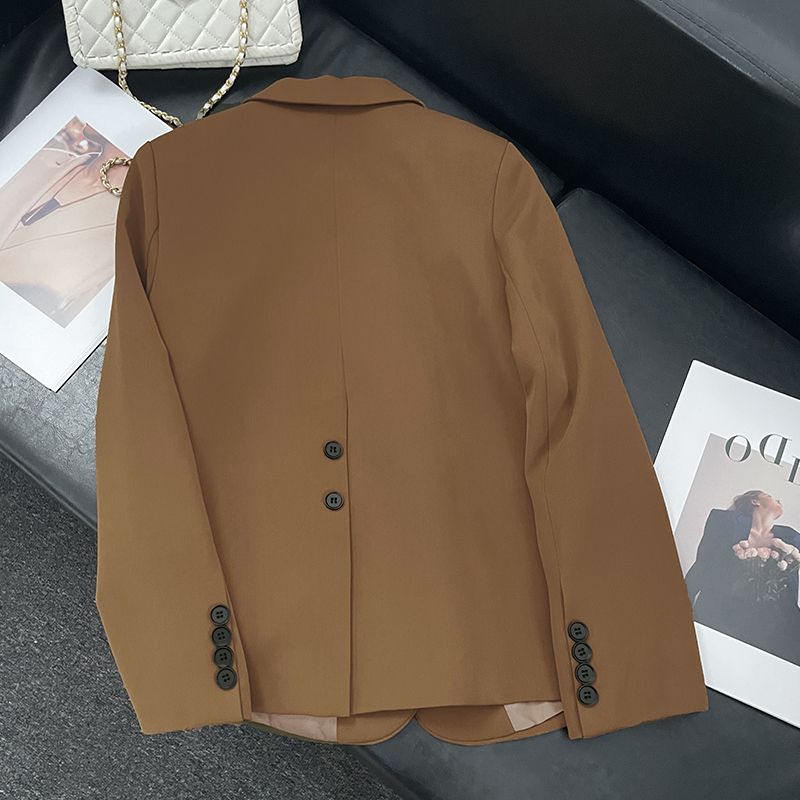 Khaki suit jacket for women petite short style 2023 new Korean version this year's popular temperament small suit top