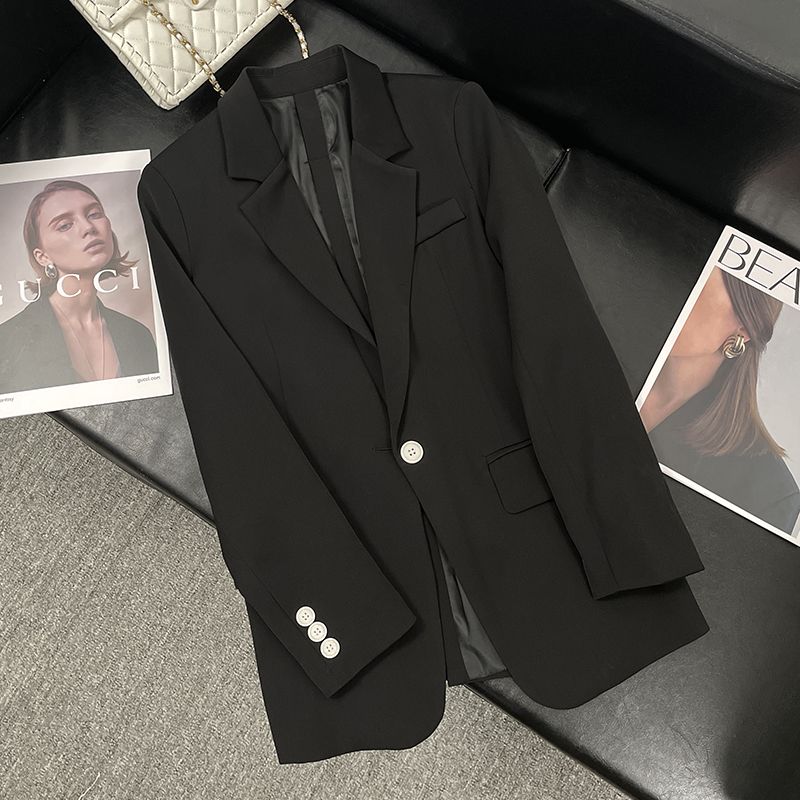 Apricot suit jacket for women petite spring and autumn 2023 new temperament and high-end Korean style slim casual small suit