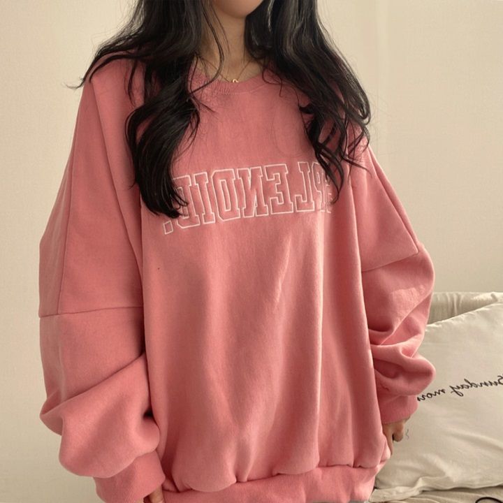 Dame 2023 ny hættetrøje med løstsiddende forår, efterår, vinter og tyk frakke med ekstra bomuldshættetrøje, plus size pink_voghion.com