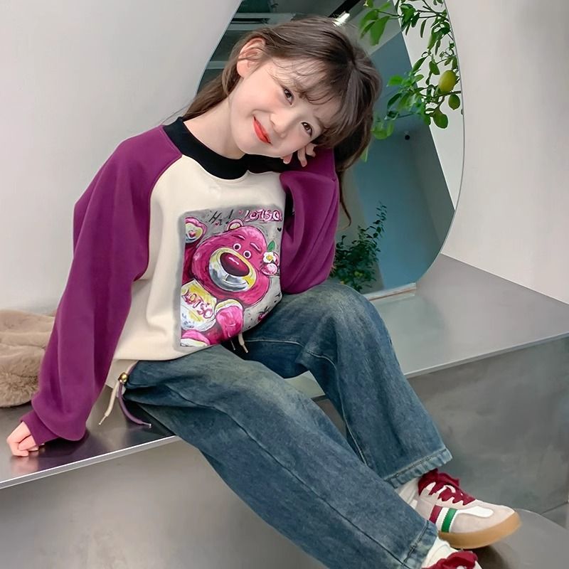 Girls' winter velvet sweatshirt  new style children's autumn and winter style little girl's winter thickened pullover top