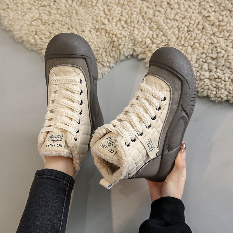  winter Maillard plus velvet white shoes new Korean version ins female student sports sneakers trendy casual shoes