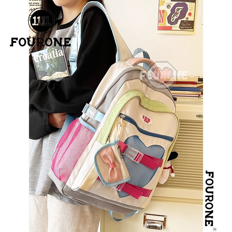 Love girl sweet and cool school bag for women ins niche design Japanese style versatile contrast color backpack