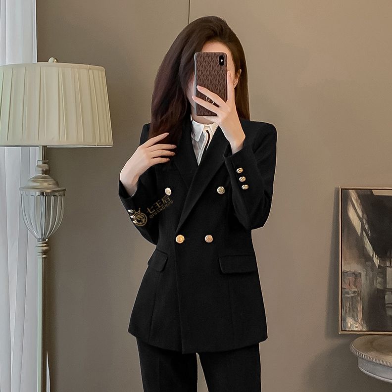 High-end small suit suit for women's workplace commuting work clothes 2024 new black civil servant interview formal work clothes