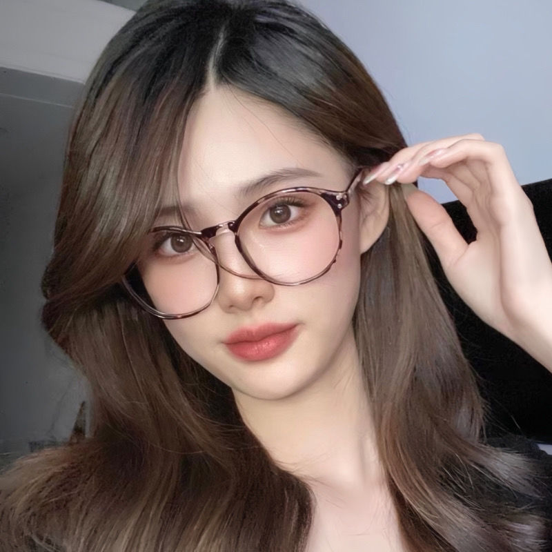 玳瑁色豹紋圓款眼鏡框女素顏神器近視可配度數方圓臉眼鏡女高級感