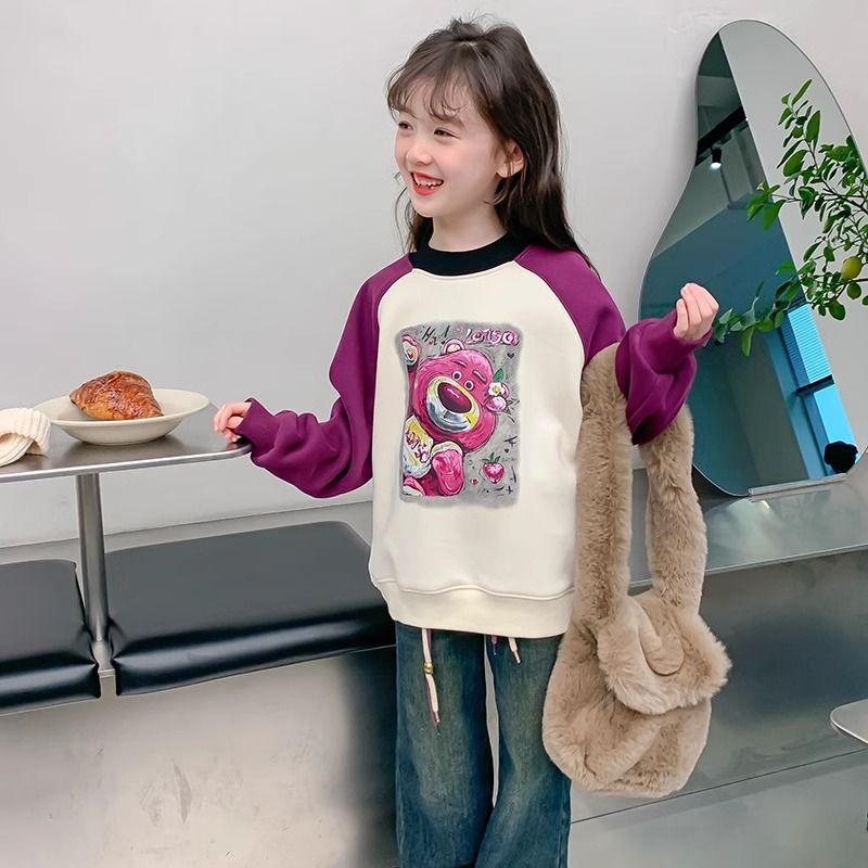 Girls' winter velvet sweatshirt  new style children's autumn and winter style little girl's winter thickened pullover top