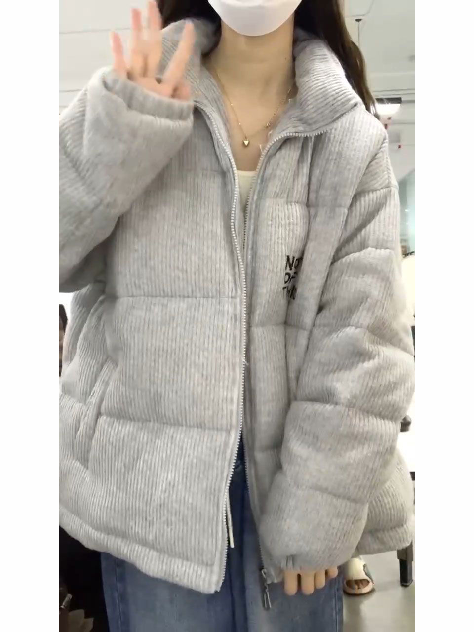 Korean style loose thickened extra thick corduroy cotton coat female student letter embroidered bread coat winter coat trendy