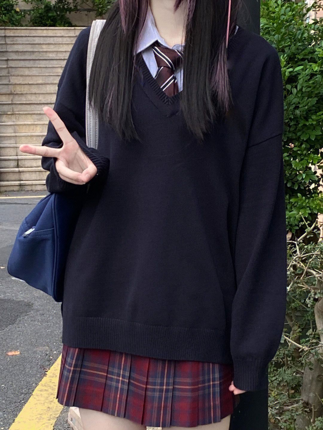 外穿jk毛衣女2023新款秋季秋冬v領套頭日系學院風校供感針織上衣