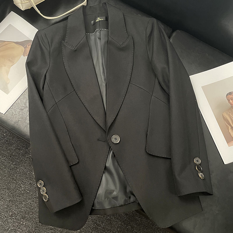 黑色小西裝外套女秋冬2023新款氣質小個子高級感修身休閒西服上衣