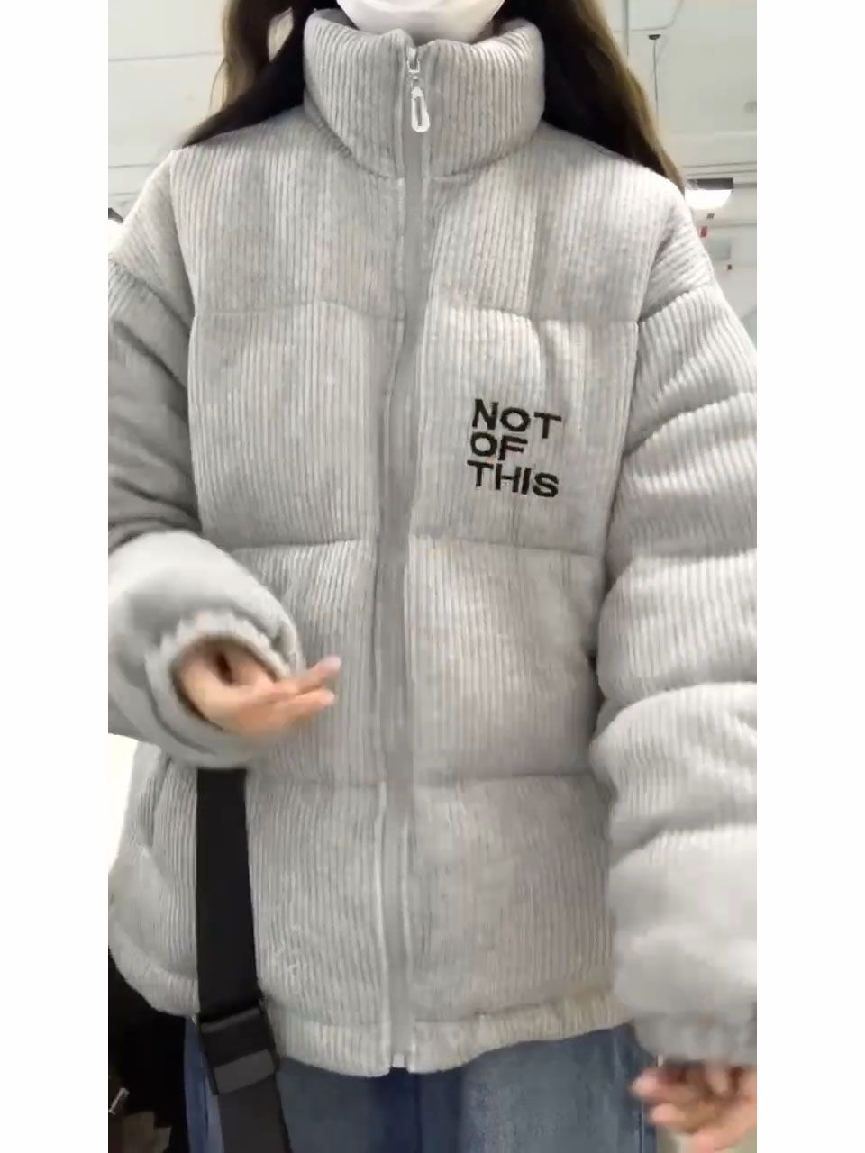 Korean style loose thickened extra thick corduroy cotton coat female student letter embroidered bread coat winter coat trendy