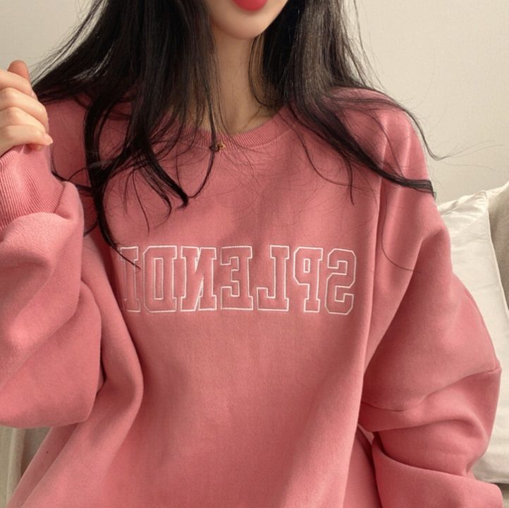 Dame 2023 ny hættetrøje med løstsiddende forår, efterår, vinter og tyk frakke med ekstra bomuldshættetrøje, plus size pink_voghion.com