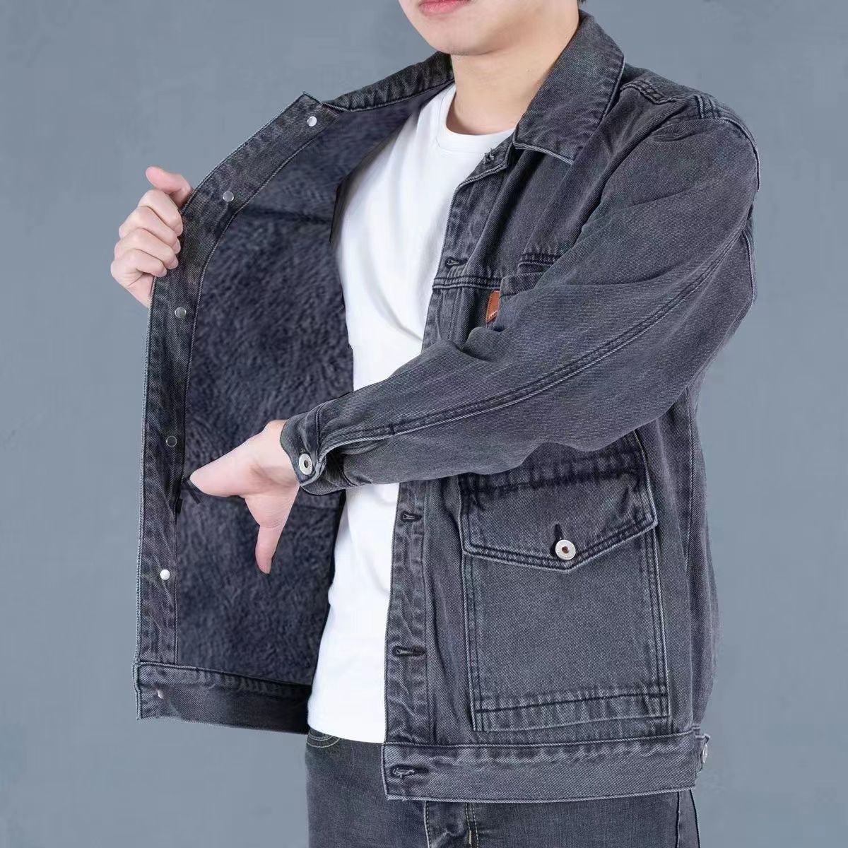 牛仔加厚冬季保暖男士加絨大碼外套男牛仔衣耐磨中年擋風夾克寬鬆