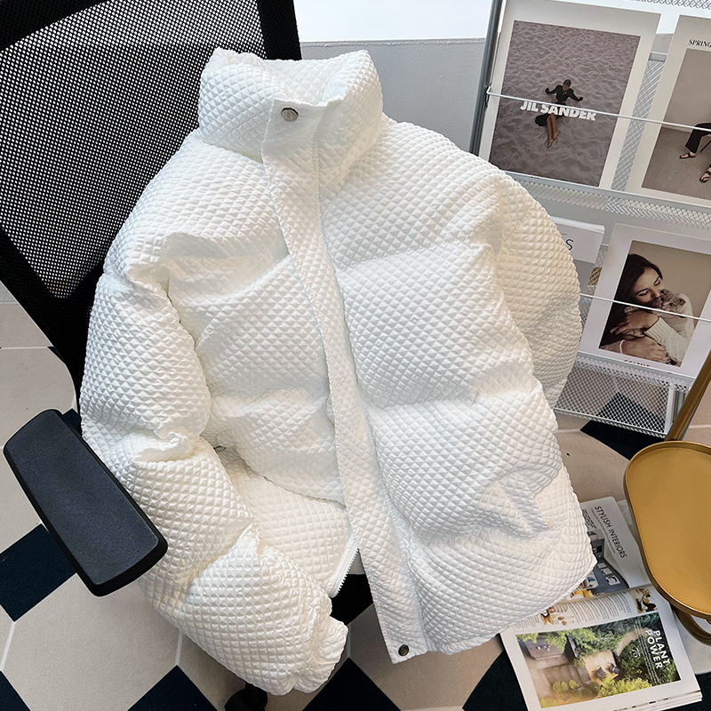 冬季新款棉衣男寬鬆潮流情侶立領純色棉服ins港風加厚休閒外套