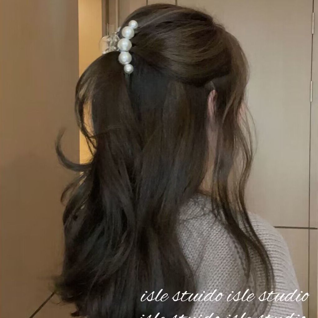 Elegante prendedor de cabelo com pérolas acessório estilo francês_voghion.com