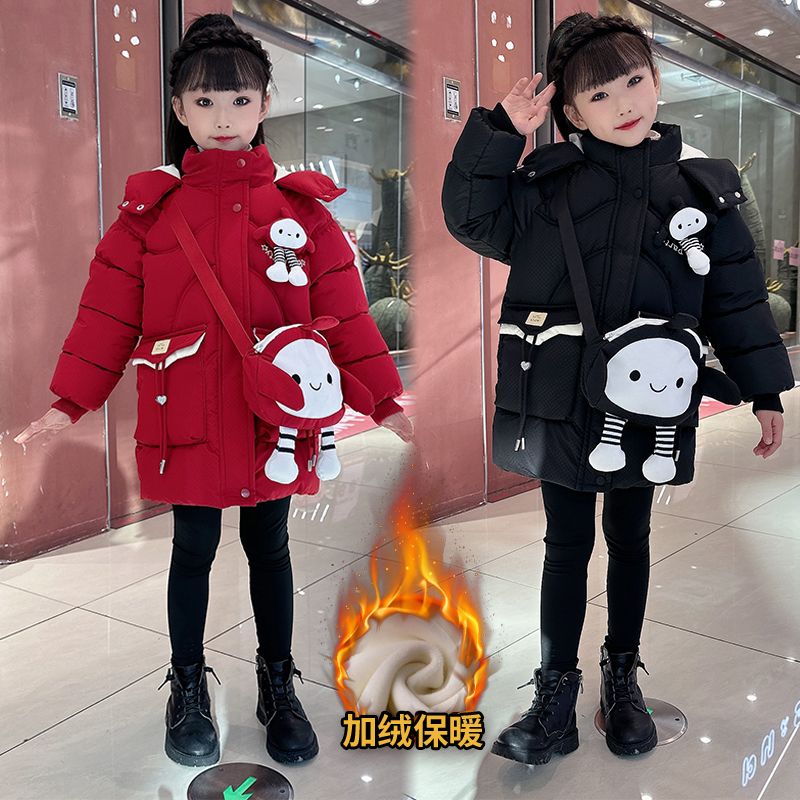 女童冬季加絨加厚棉服2023新款兒童洋氣蛋仔韓范網紅爆款棉衣外套