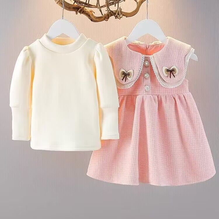 女童连衣裙冬装新款加绒儿童公主裙套装一周岁宝宝礼服秋冬季