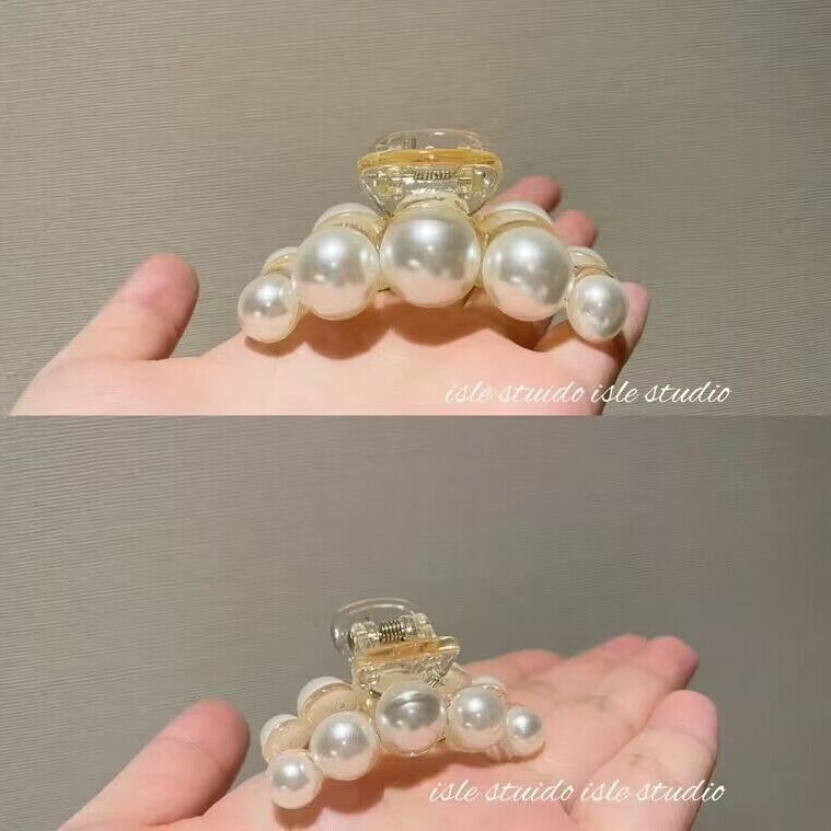 Elegante prendedor de cabelo com pérolas acessório estilo francês_voghion.com