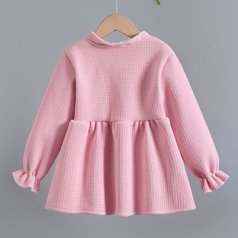 Girls' skirts and blouses for autumn and winter plus velvet  new style princess style tops for babies in spring and autumn thickened outer wear New Year's greetings clothes