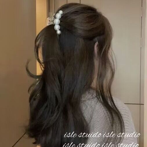 Elegante prendedor de cabelo com pérolas acessório estilo francês_voghion.com