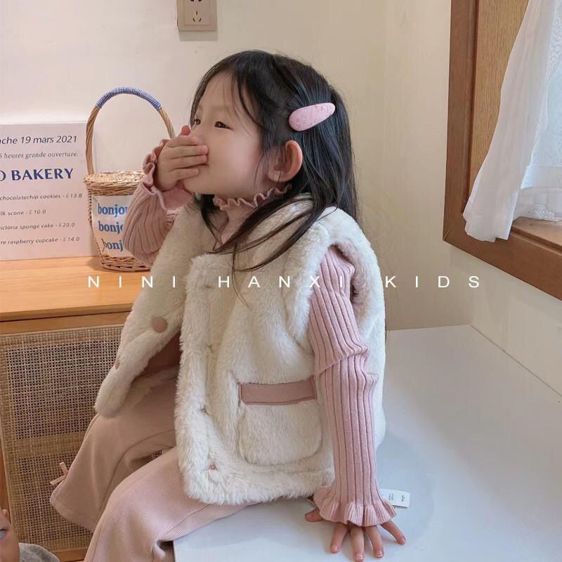 Girls vest outer wear autumn and winter new style girls reversible fur vest vest lamb wool coat trendy