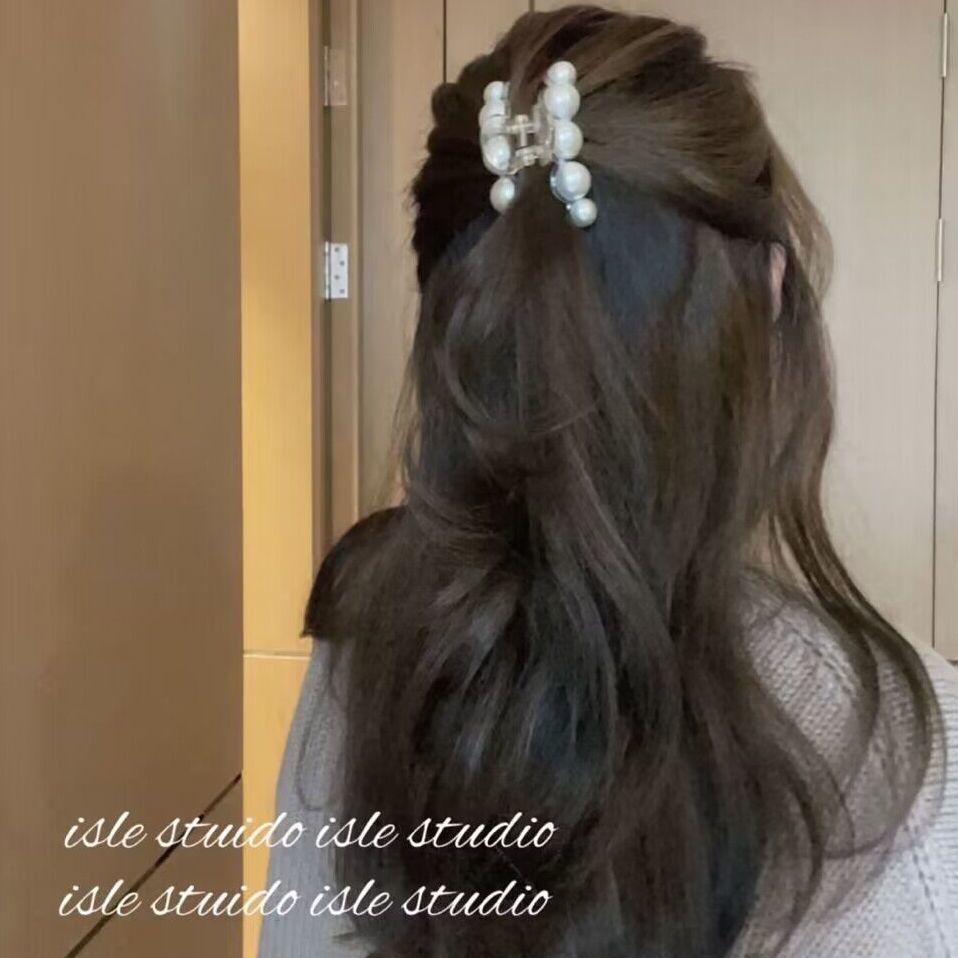 Elegante prendedor de cabelo com pérolas acessório estilo francês_voghion.com