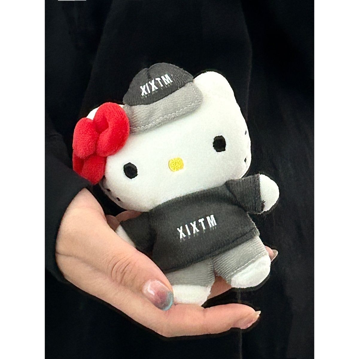 Baseball cap hellokitty black leather bag pendant hello plush doll pendant kt cat trinket hallo