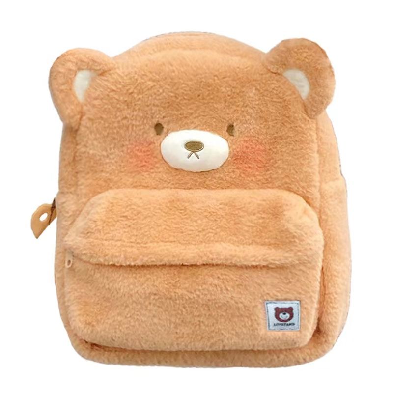 新款高颜值毛绒小熊双肩包毛绒包学生背包可爱书包大容量包包