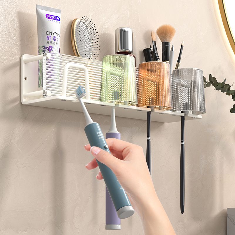 吉百居浴室置物架卫生间免打孔牙刷牙膏收纳架子刷牙杯壁挂式架子