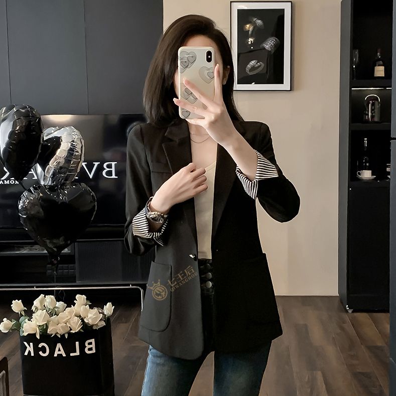 黑色西裝外套女小個子2024新款春秋韓版氣質休閒修身顯瘦職業西服