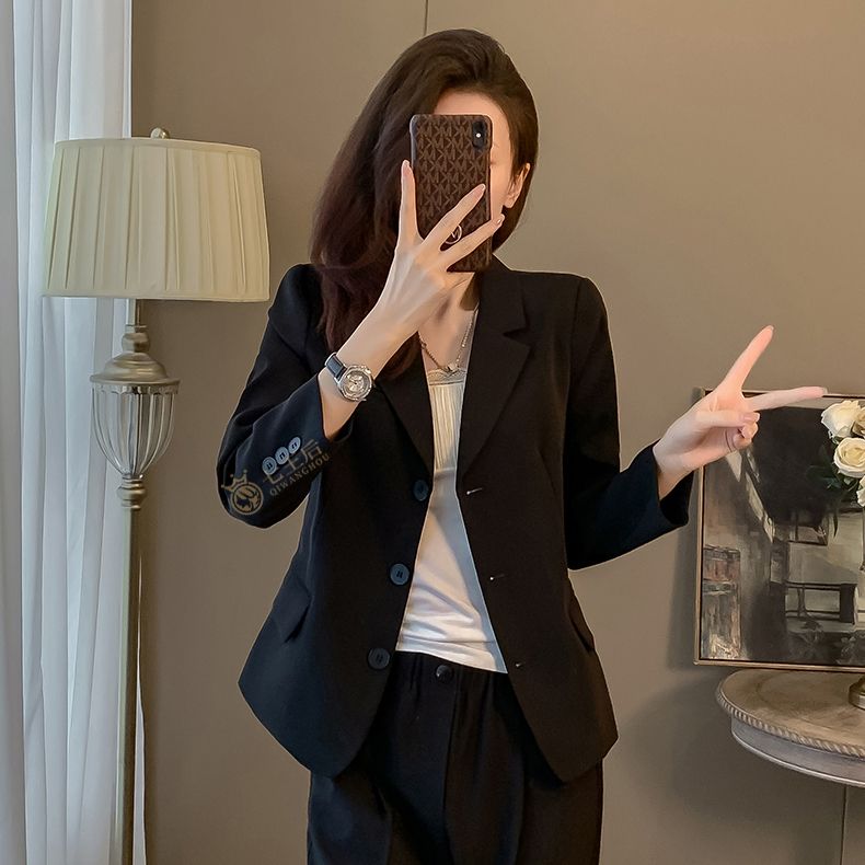 高級感西裝外套女春秋季2024新款韓版休閒小個子氣質黑色西服上衣