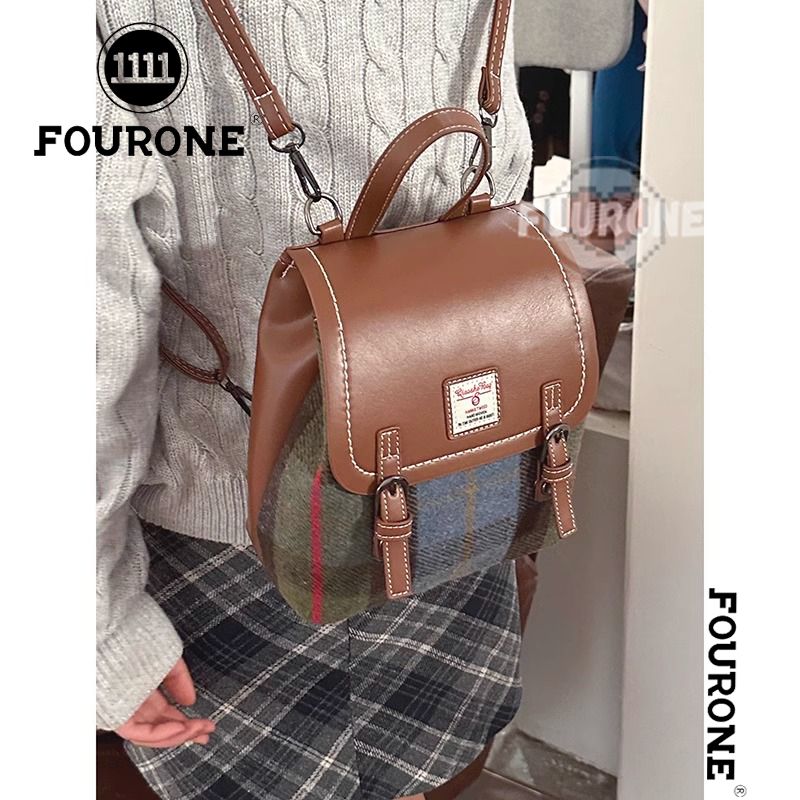 Korean niche backpack women's fashion contrasting handbag college style travel small backpack