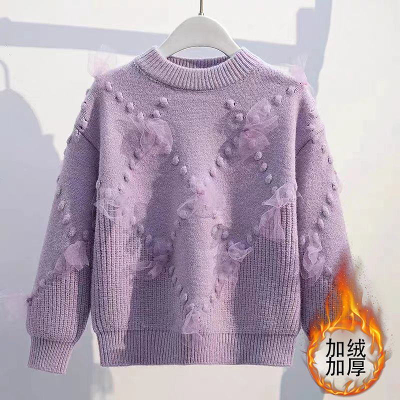 女童毛衣冬季加絨加厚兒童針織打底衫秋冬裝套頭2023新款洋氣女孩