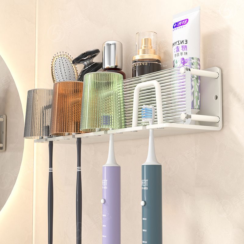 吉百居浴室置物架卫生间免打孔牙刷牙膏收纳架子刷牙杯壁挂式架子