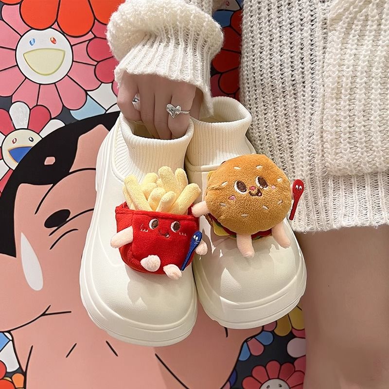 Snow boots for women winter 2023 new student cartoon cute bread shoes increased thick-soled short boots plus velvet warm cotton shoes