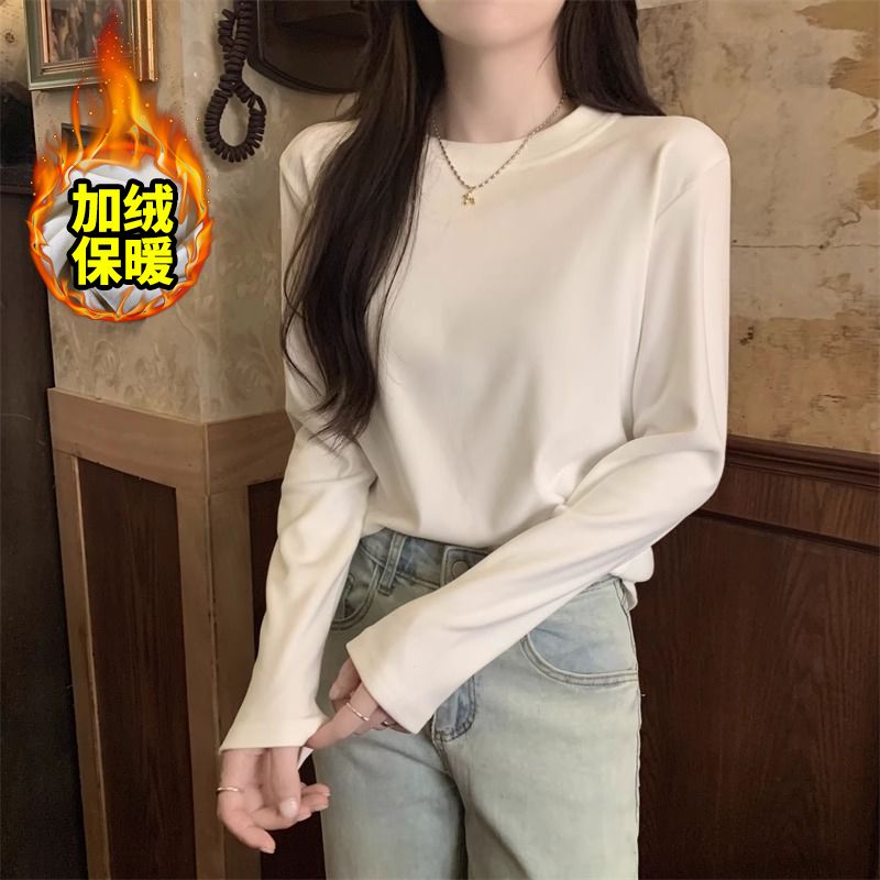 2023新款冬季保暖德絨打底衫內搭女韓版ins洋氣百搭純欲風長袖t恤