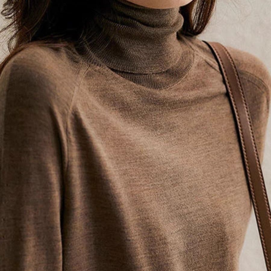 2023 New High-neck Versatile Bottoming Piles of Western Style Autumn and Winter Long Sleeve Sweaters Slim Warm Tops