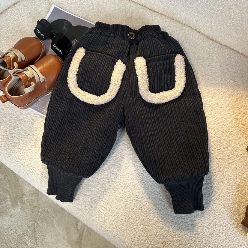 Baby style cotton pants corduroy winter baby cotton pants children and girls cotton thickened warm trousers
