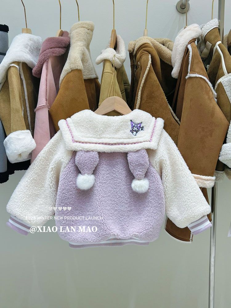 Girls' coats and winter clothes 2023 new style autumn and winter baby tops children's thickened lamb sweaters