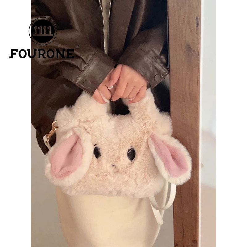 Cute plush bag for women new trendy shoulder crossbody bag cartoon anime rabbit portable furry bag