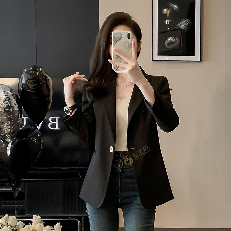 小個子西裝外套女2024新款氣質高級感黑色上衣顯瘦高檔職業西服