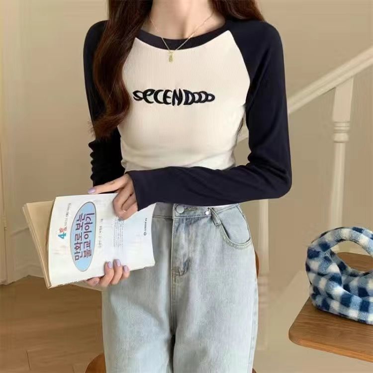 德絨辣妹長袖打底衫女2023秋冬季設計感小眾內搭T恤保暖外穿上衣