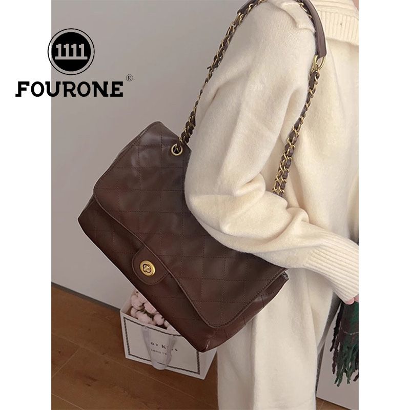 Retro rhombus chain bag women's new single shoulder crossbody bag high-end versatile armpit hobo bag