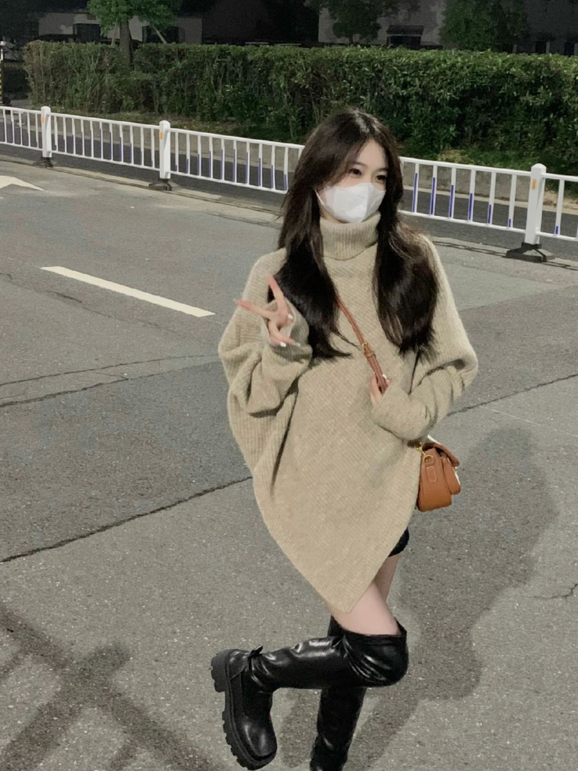 秋冬溫柔高領不規則秋冬季毛衣慵懶新款2023韓系寬鬆加厚針織上衣